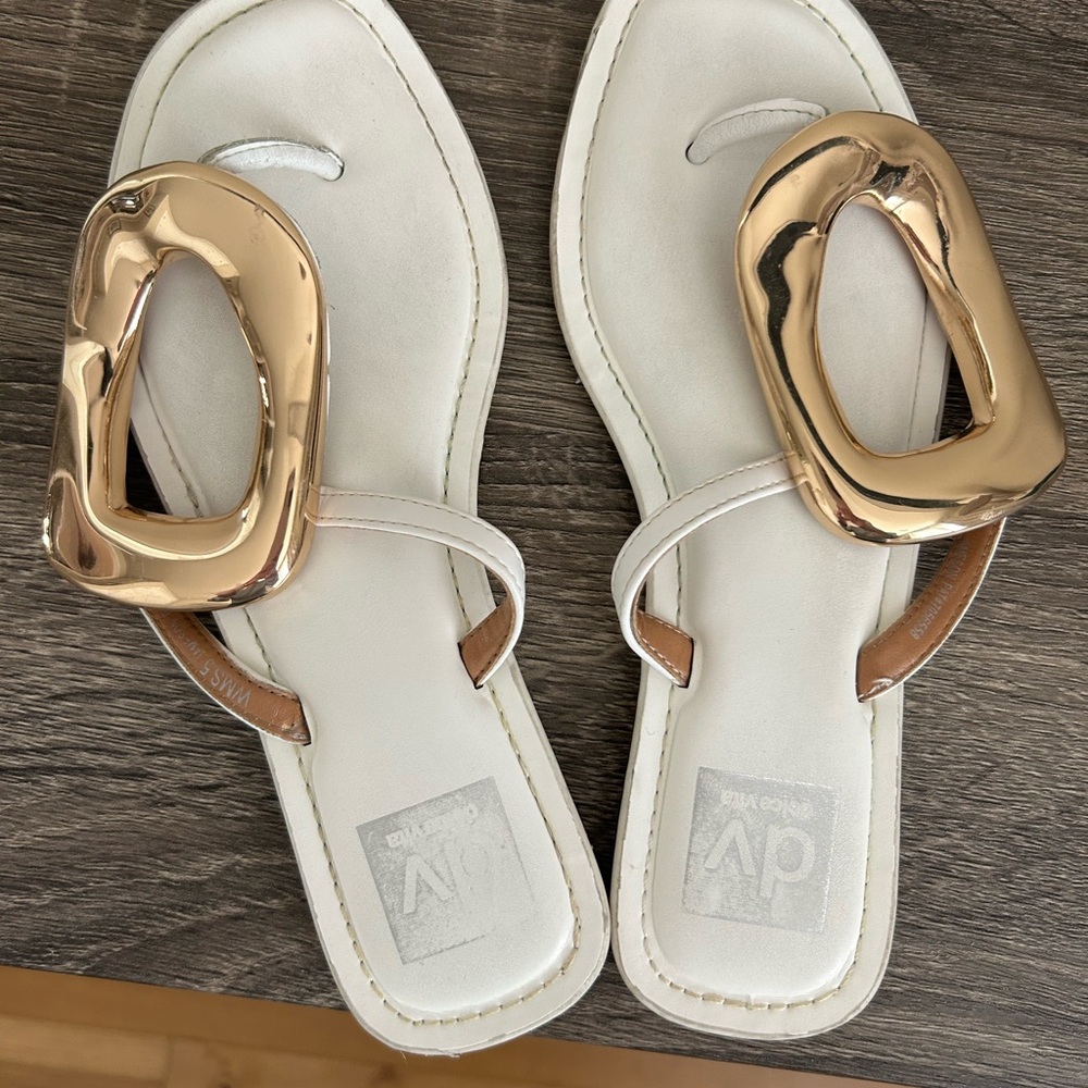 Dolce Vita White and Gold Sandals size 5